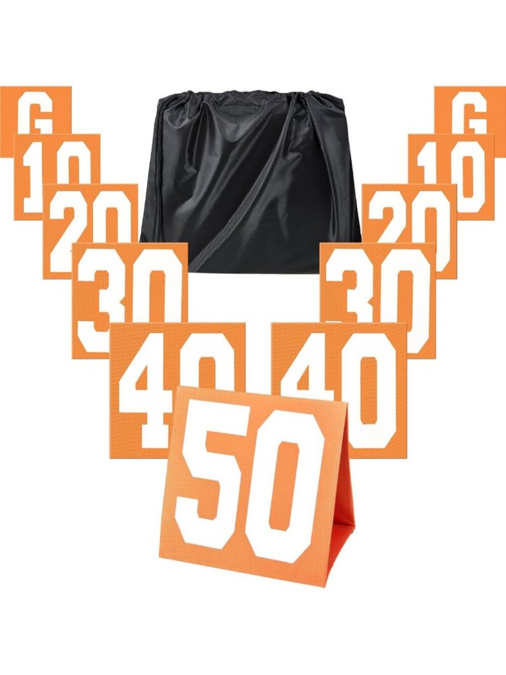 High Visibility Football Yard Markers - Portable 12.5" Weighted Field Line Set
